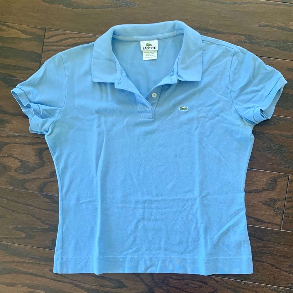 Women’s Blue Lacoste Short Sleeve Polo Shirt